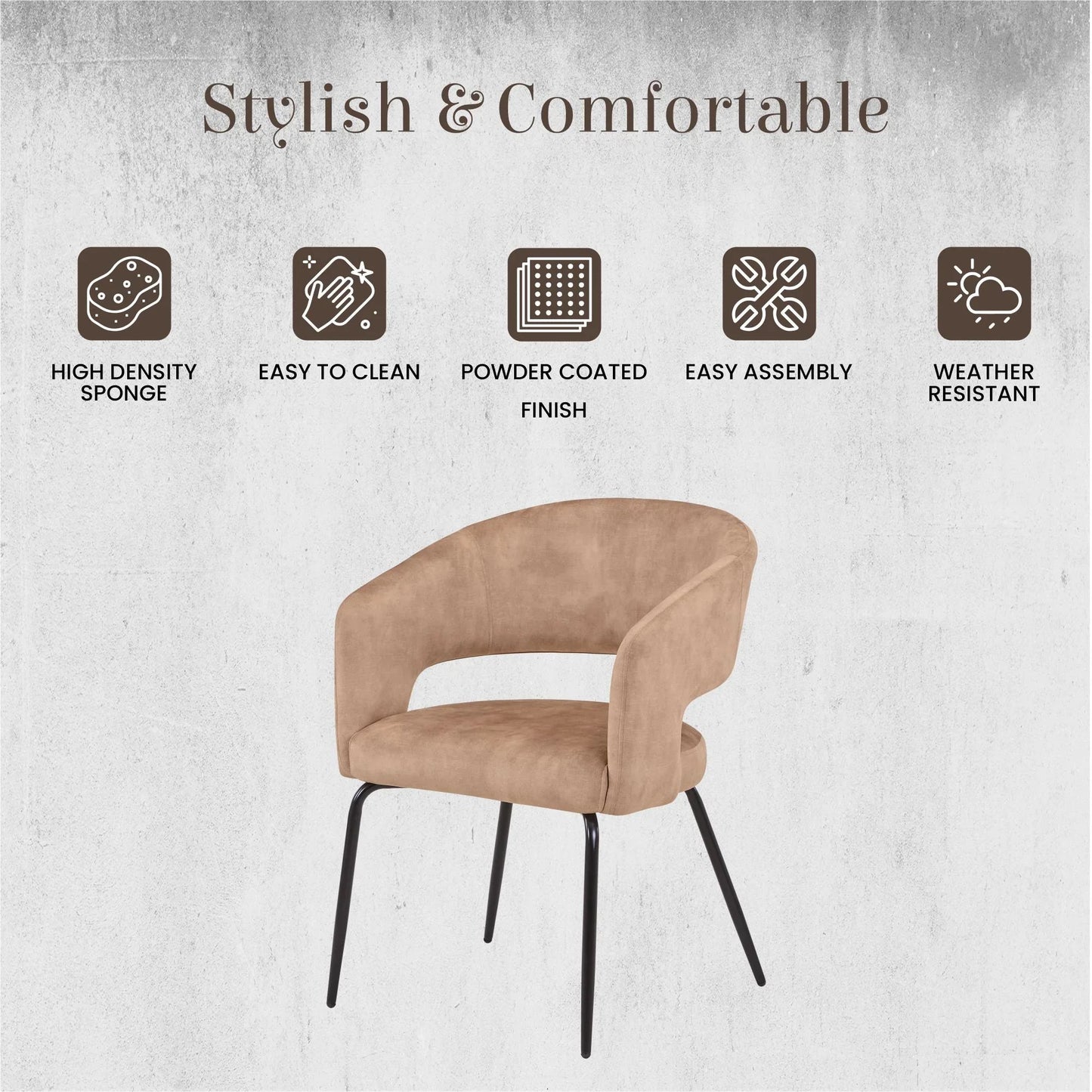 Gavin Dining Chair Upholstered in Leather/Velvet with Open Curved Backrest in Black Iron - Elax Furniture