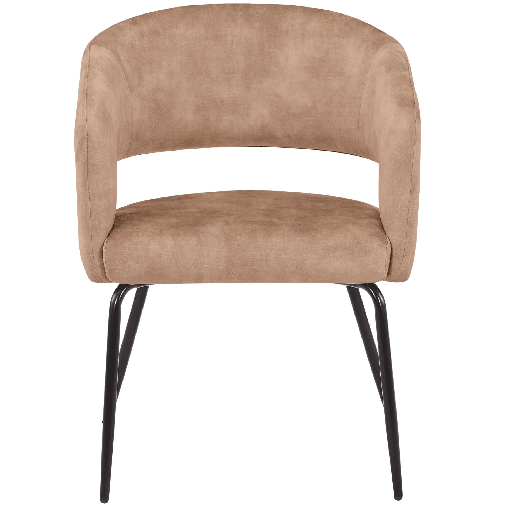 Gavin Dining Chair Upholstered in Leather/Velvet with Open Curved Backrest in Black Iron - Elax Furniture