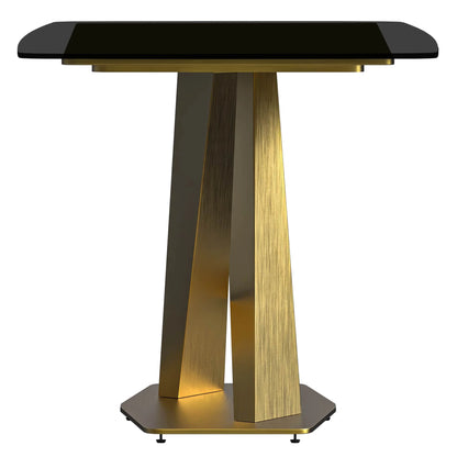 Voren 7-Piece Dining Set with Rectangular Glass Dining Table Gold Base and 6 Velvet/Leather Dining Chairs with Iron Base - Elax Furniture