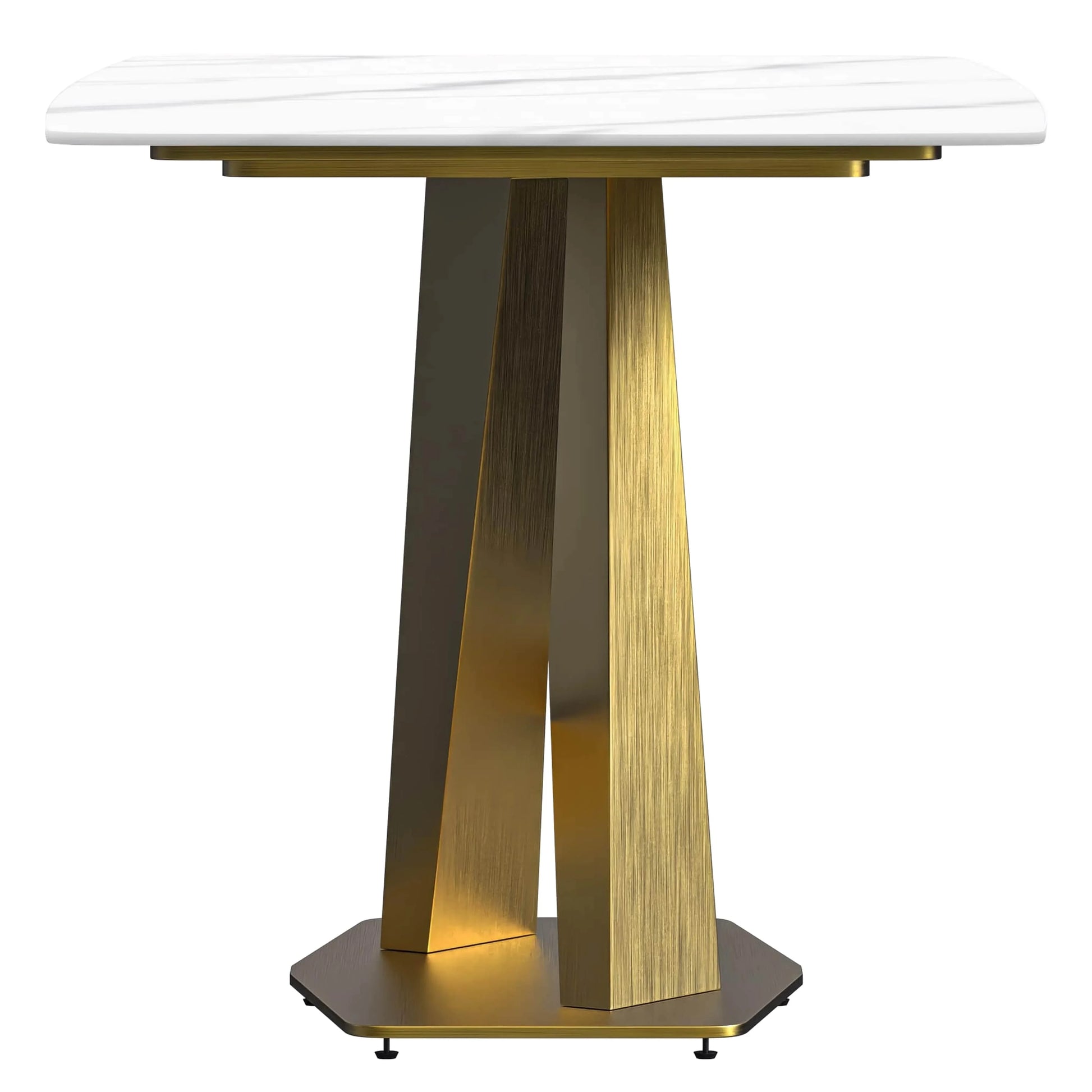 Voren 7-Piece Dining Set with Rectangular Sintered Stone Dining Table Gold Base and 6 Velvet Dining Chairs with Iron Base - Elax Furniture