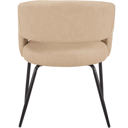 Gavin Dining Chair Upholstered in Leather/Velvet with Open Curved Backrest in Black Iron Set of 2 - Elax Furniture