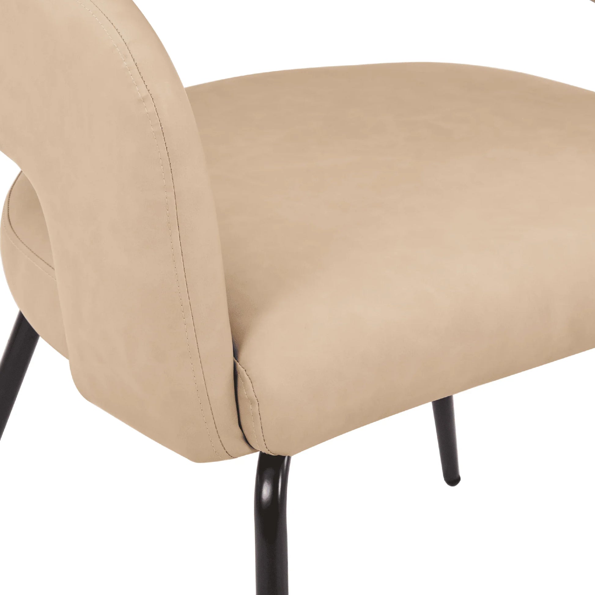 Gavin Dining Chair Upholstered in Leather/Velvet with Open Curved Backrest in Black Iron Set of 2 - Elax Furniture