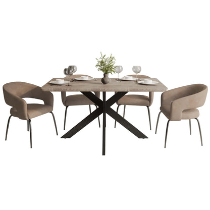 Ravenna 5-Piece Dining Set with Rectangular Dining Table in Maple and 6 Dining Chairs - Elax Furniture