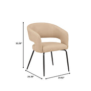 Gavin Dining Chair Upholstered in Leather/Velvet with Open Curved Backrest in Black Iron - Elax Furniture