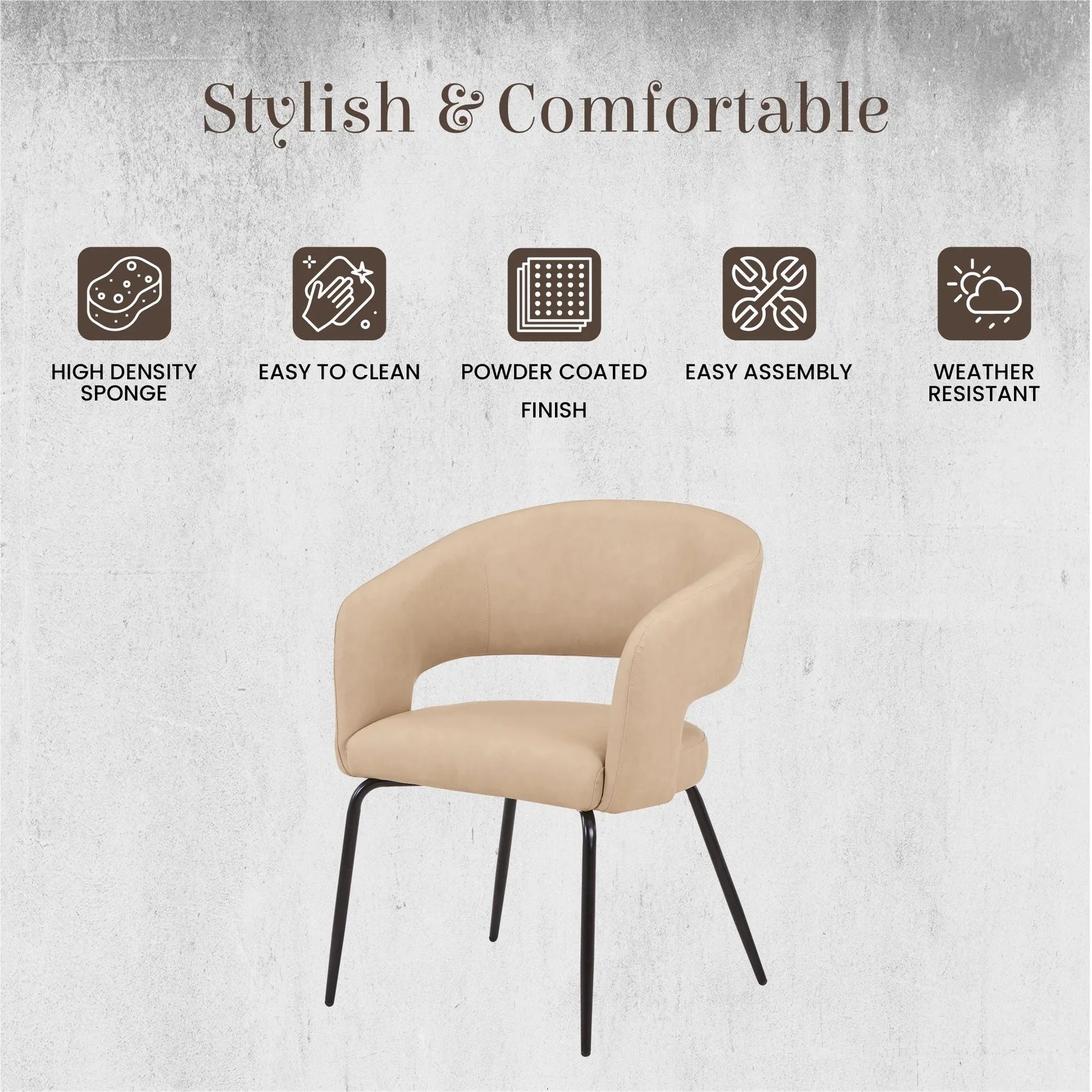 Gavin Dining Chair Upholstered in Leather/Velvet with Open Curved Backrest in Black Iron - Elax Furniture