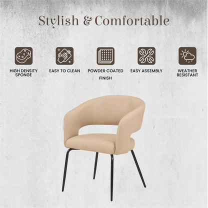 Gavin Dining Chair Upholstered in Leather/Velvet with Open Curved Backrest in Black Iron - Elax Furniture