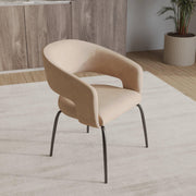 Gavin Dining Chair Upholstered in Leather/Velvet with Open Curved Backrest in Black Iron - Elax Furniture