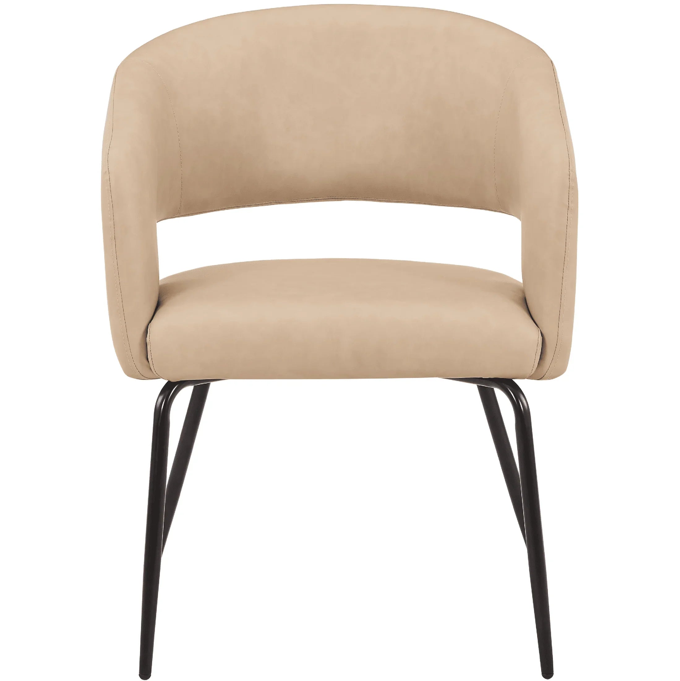 Gavin Dining Chair Upholstered in Leather/Velvet with Open Curved Backrest in Black Iron - Elax Furniture