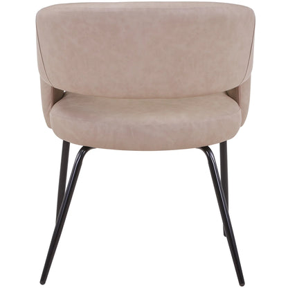 Gavin Dining Chair Upholstered in Leather/Velvet with Open Curved Backrest in Black Iron Set of 2 - Elax Furniture