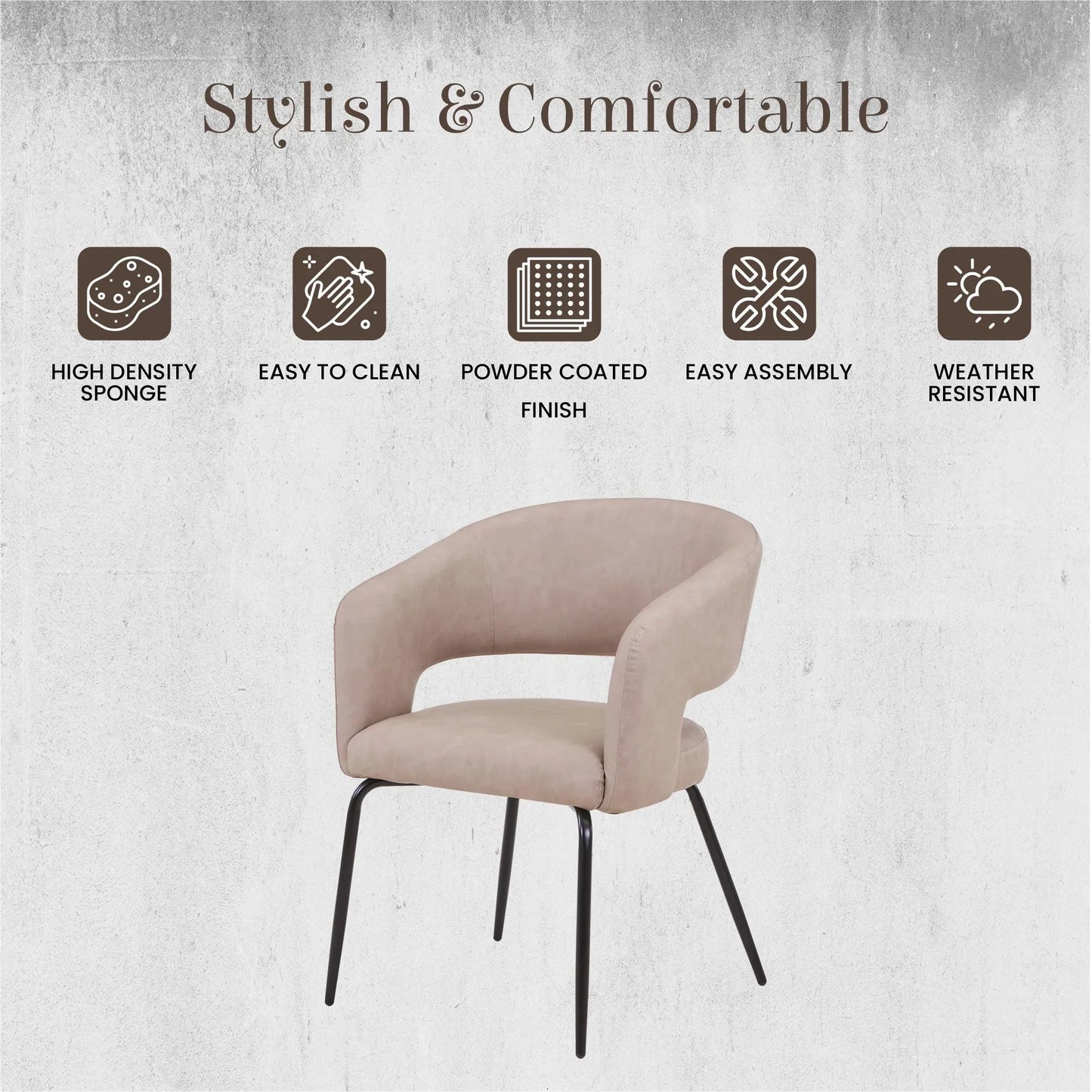 Gavin Dining Chair Upholstered in Leather/Velvet with Open Curved Backrest in Black Iron Set of 2 - Elax Furniture