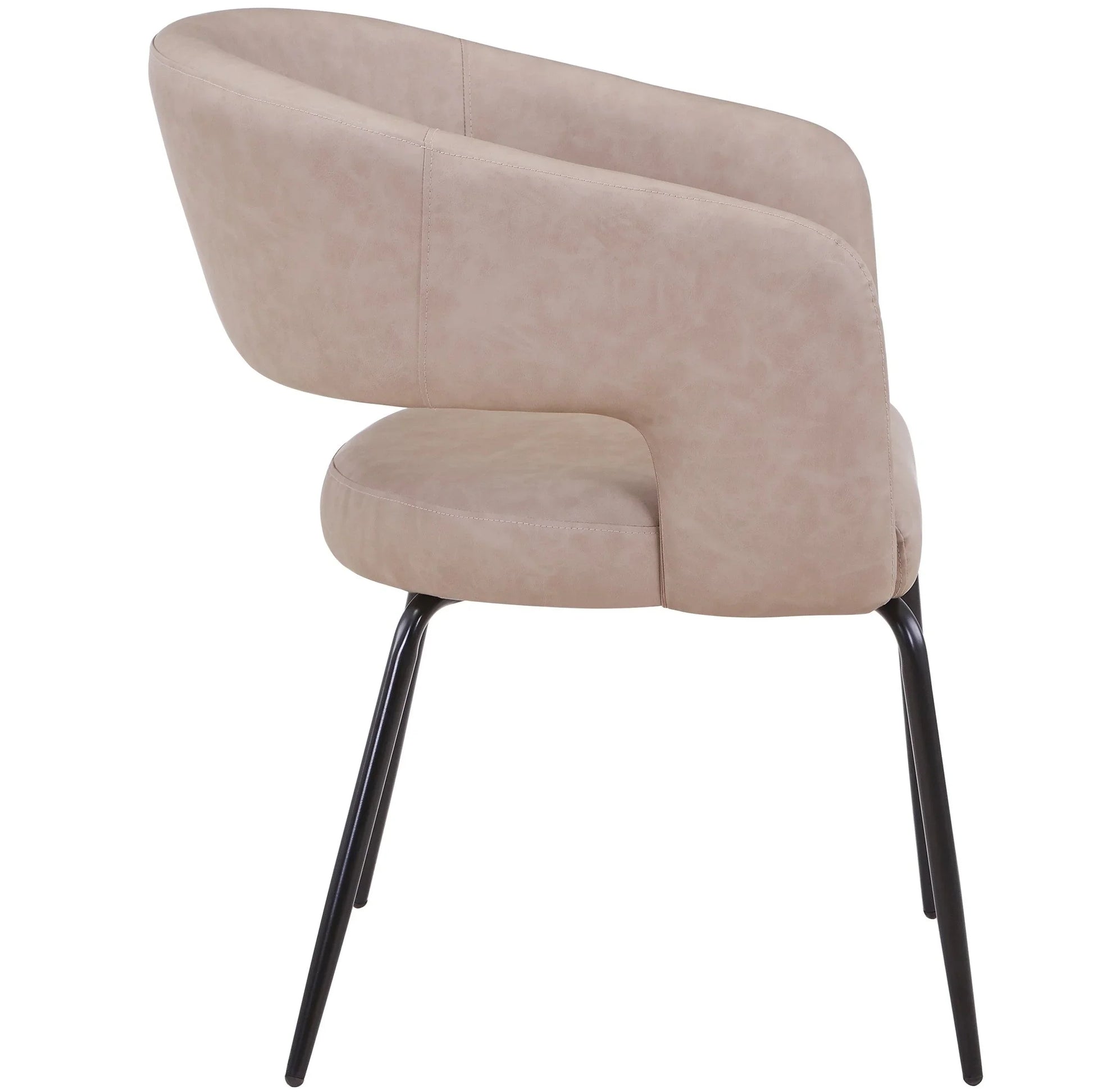 Gavin Dining Chair Upholstered in Leather/Velvet with Open Curved Backrest in Black Iron Set of 2 - Elax Furniture