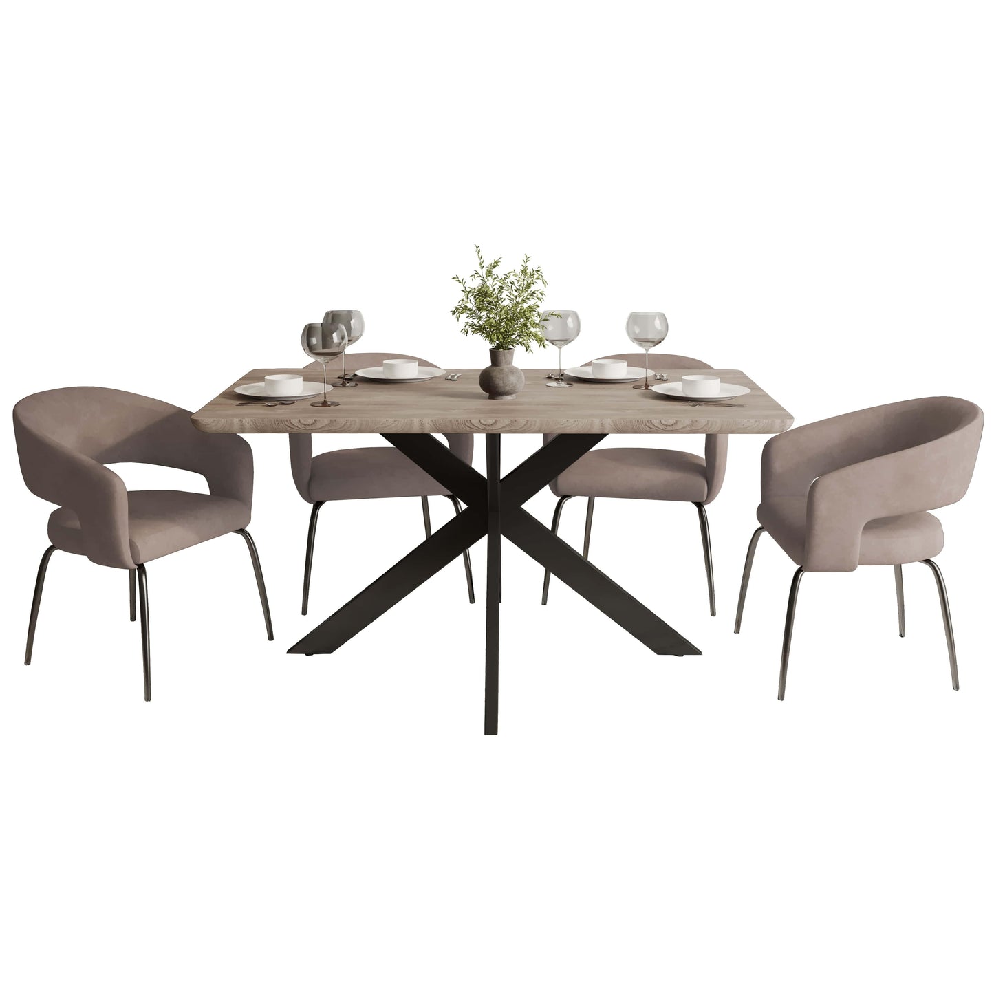 Ravenna 5-Piece Dining Set with Rectangular Dining Table in Maple and 6 Dining Chairs - Elax Furniture