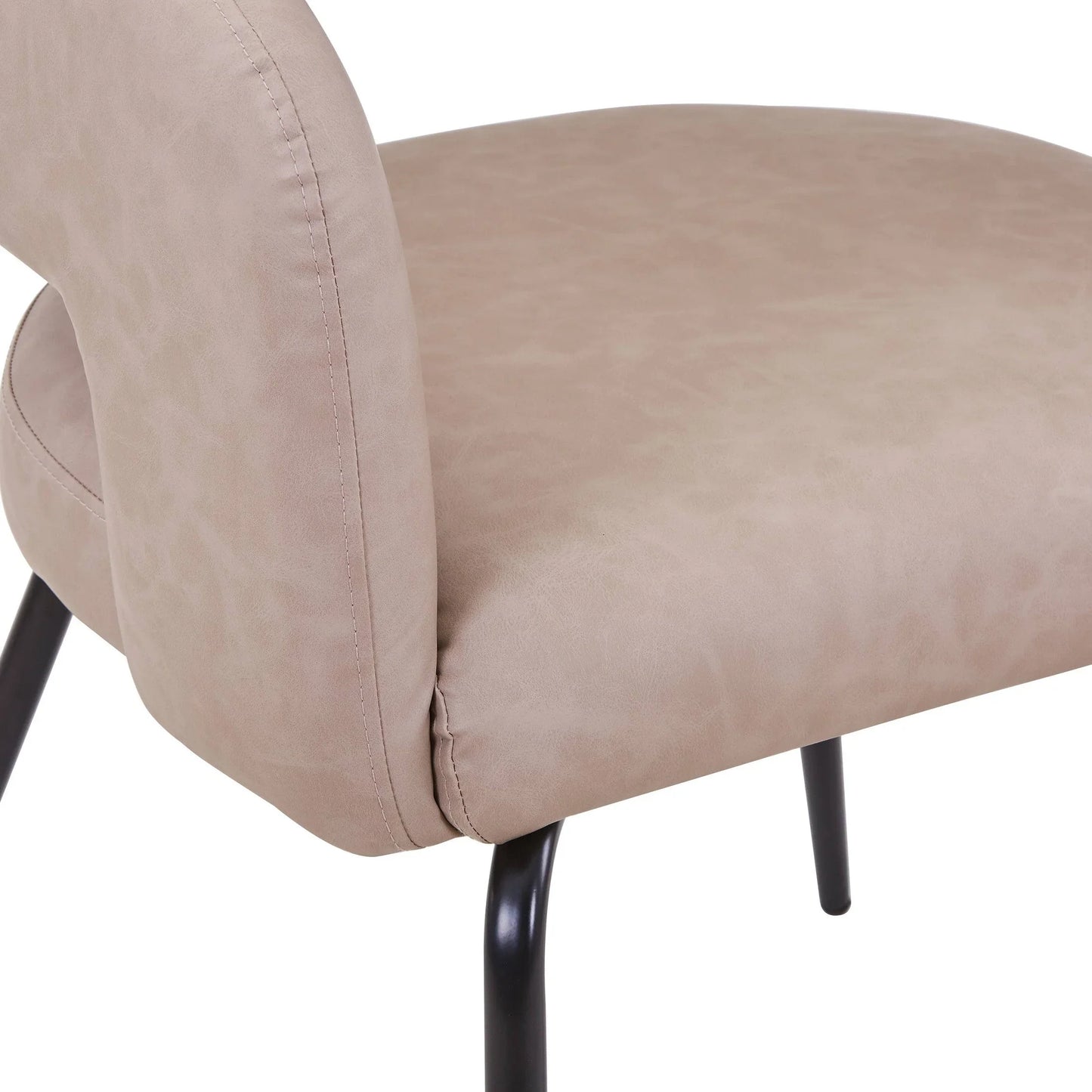 Gavin Dining Chair Upholstered in Leather/Velvet with Open Curved Backrest in Black Iron - Elax Furniture