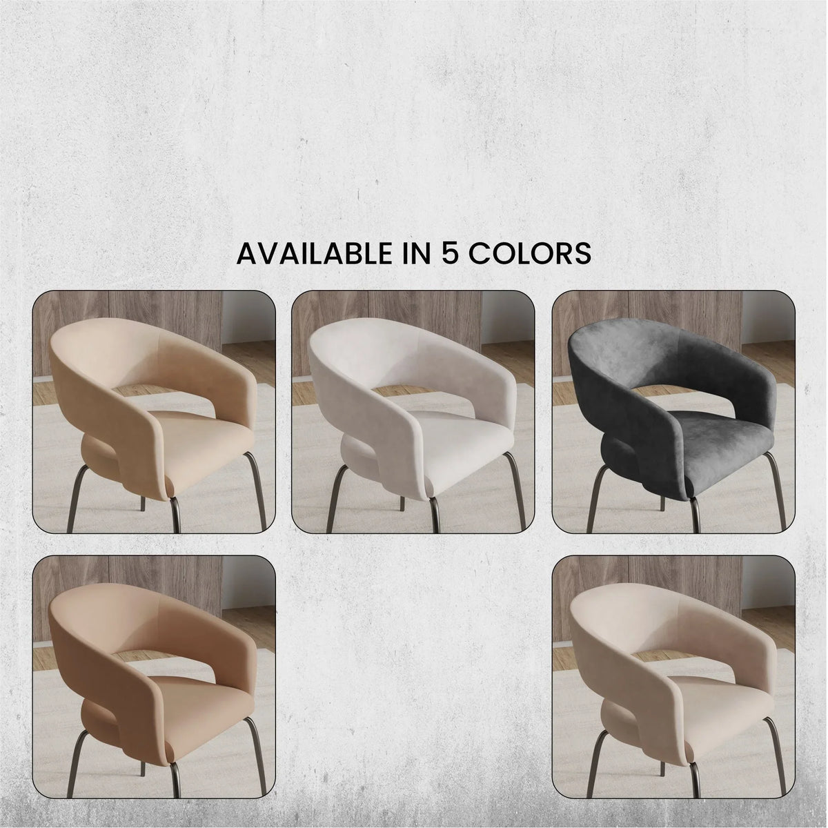 Gavin Dining Chair Upholstered in Leather/Velvet with Open Curved Backrest in Black Iron - Elax Furniture