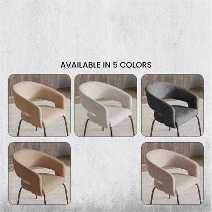 Gavin Dining Chair Upholstered in Leather/Velvet with Open Curved Backrest in Black Iron - Elax Furniture