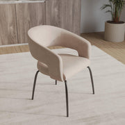 Gavin Dining Chair Upholstered in Leather/Velvet with Open Curved Backrest in Black Iron - Elax Furniture