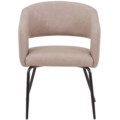 Gavin Dining Chair Upholstered in Leather/Velvet with Open Curved Backrest in Black Iron - Elax Furniture