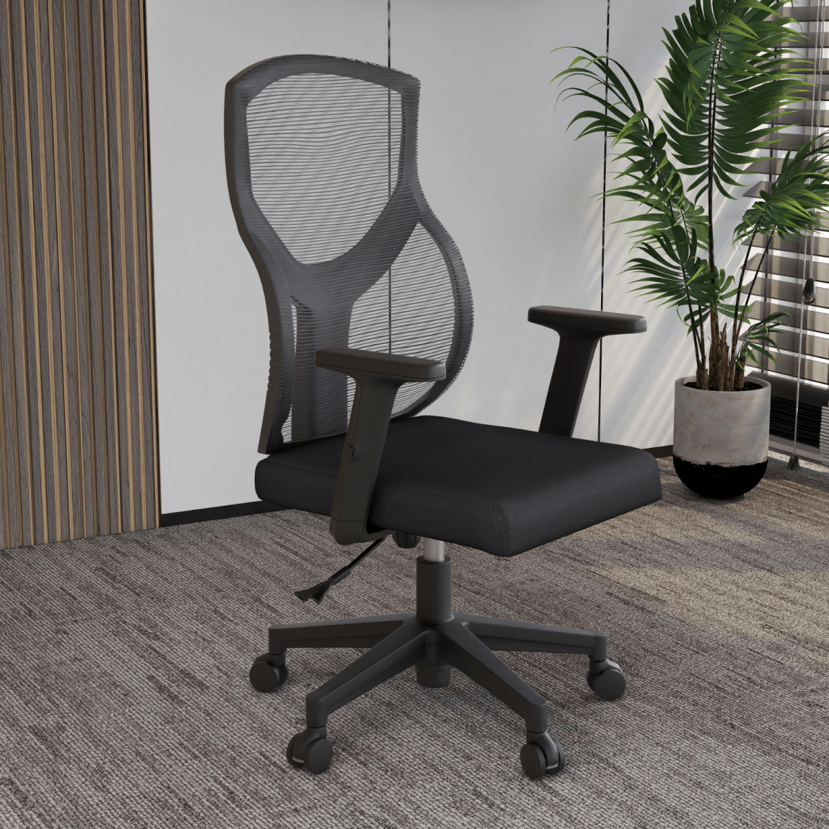 Glen Cotton Mid-Back Adjustable Office Conference Chair Light Grey Office Chair Leisuremod