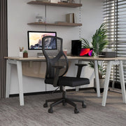 Glen Cotton Mid-Back Adjustable Office Conference Chair Black Office Chair Leisuremod