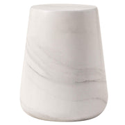 Glint 14" Wide Fiberstone Side Table in Tapered Base Design Marble White Side Table Leisuremod