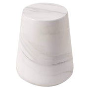 Glint 14" Wide Fiberstone Side Table in Tapered Base Design Marble White Side Table Leisuremod
