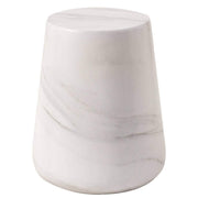 Glint 14" Wide Fiberstone Side Table in Tapered Base Design Marble White Side Table Leisuremod