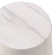 Glint 14" Wide Fiberstone Side Table in Tapered Base Design Marble White Side Table Leisuremod