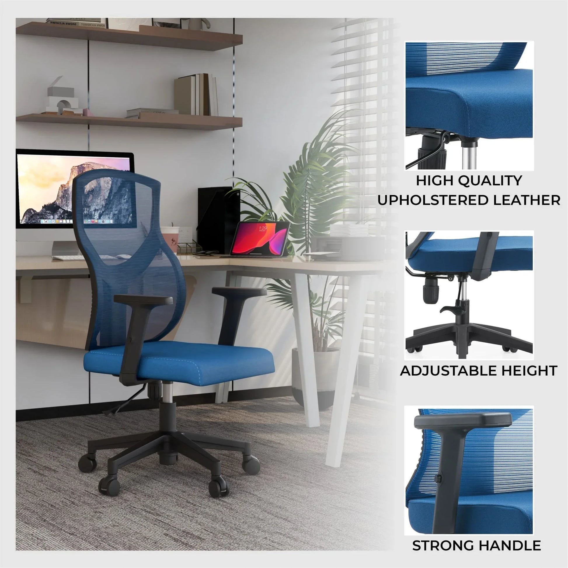 Glen Cotton Mid-Back Adjustable Office Conference Chair - Elax Furniture