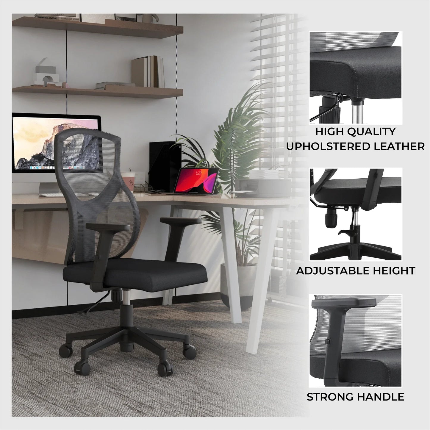 Glen Cotton Mid-Back Adjustable Office Conference Chair - Elax Furniture