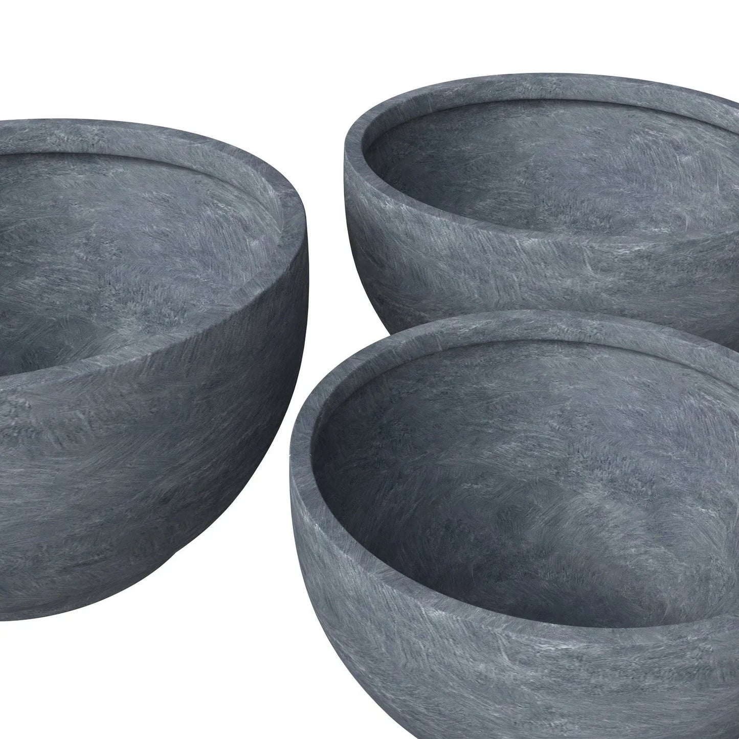 Grove Modern 3-Piece Round Planter Set in Fiberstone Weather Resistant Design - Elax Furniture
