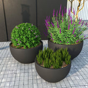 Grove Modern 3-Piece Round Planter Set in Fiberstone Weather Resistant Design - Elax Furniture