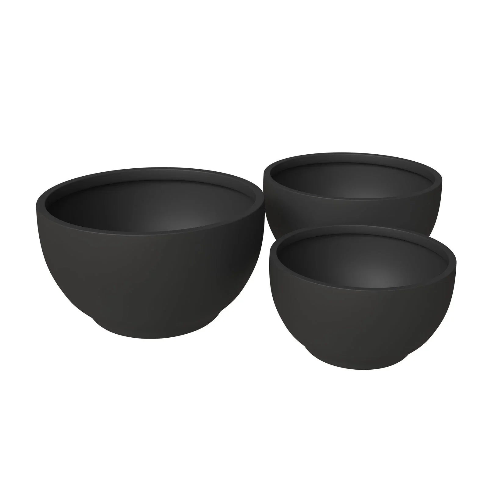 Grove Modern 3-Piece Round Planter Set in Fiberstone Weather Resistant Design - Elax Furniture