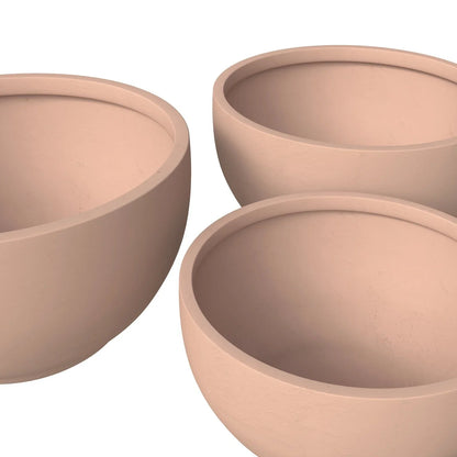 Grove Modern 3-Piece Round Planter Set in Fiberstone Weather Resistant Design - Elax Furniture