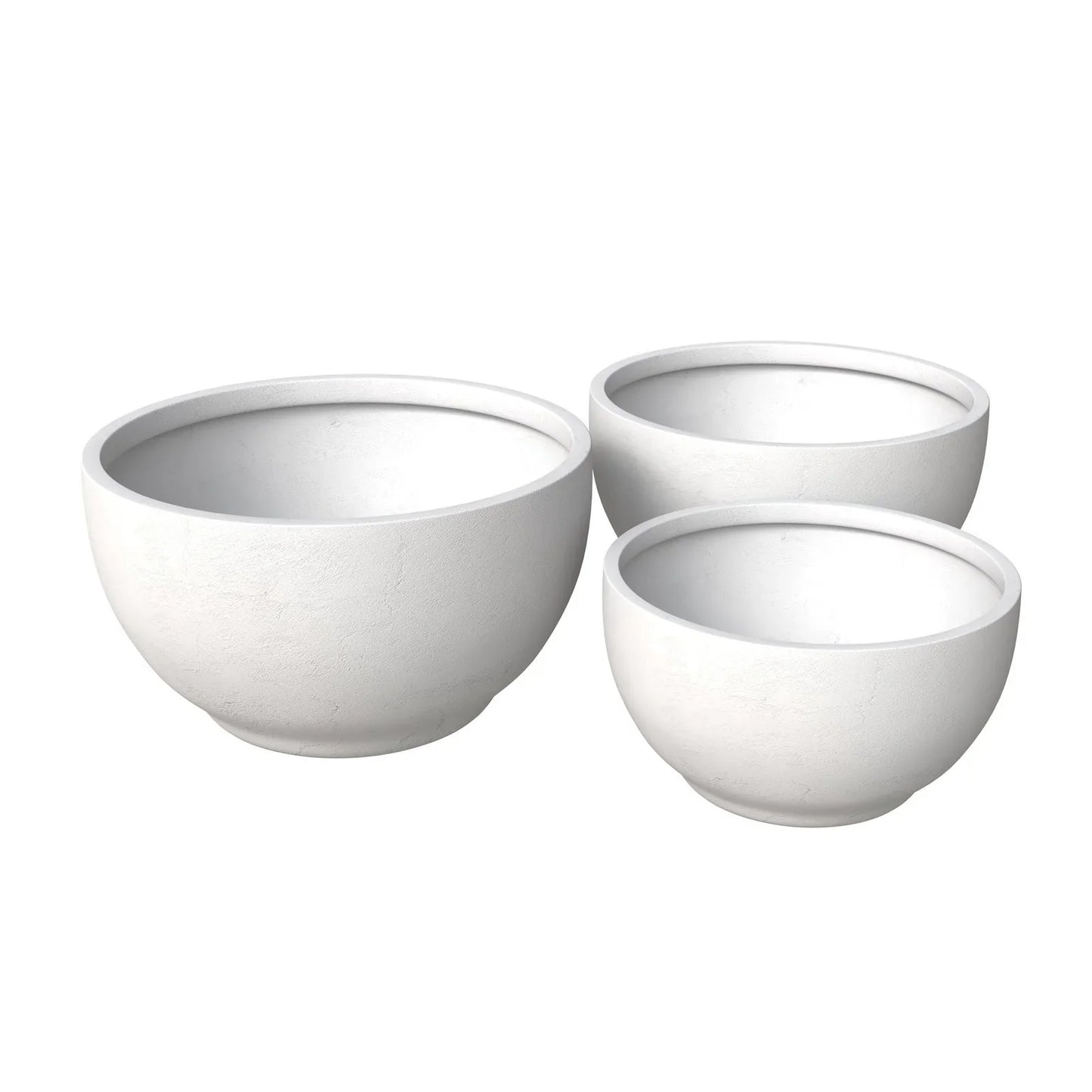 Grove Modern 3-Piece Round Planter Set in Fiberstone Weather Resistant Design - Elax Furniture