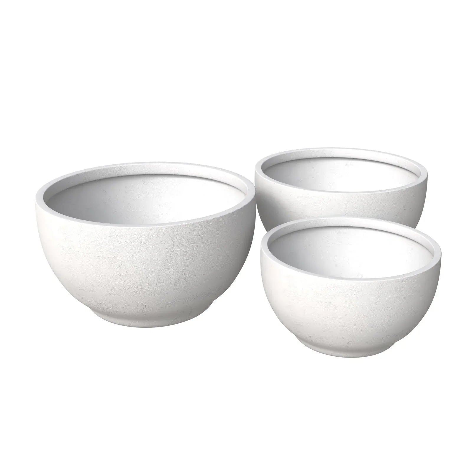 Grove Modern 3-Piece Round Planter Set in Fiberstone Weather Resistant Design - Elax Furniture