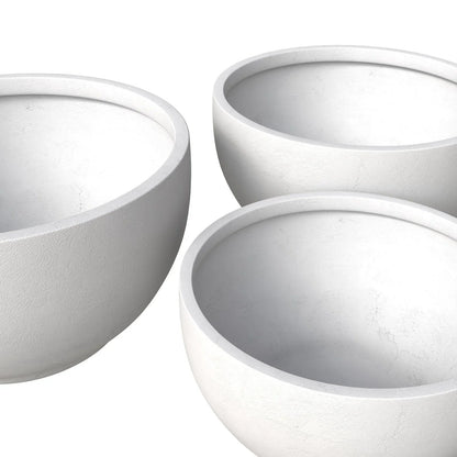 Grove Modern 3-Piece Round Planter Set in Fiberstone Weather Resistant Design - Elax Furniture