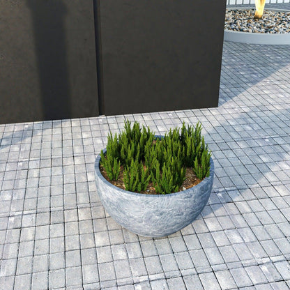 Grove Modern Fiberstone Round Planter Weather Resistant Design Plant Pot - Elax Furniture