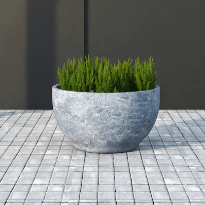 Grove Modern Fiberstone Round Planter Weather Resistant Design Plant Pot - Elax Furniture