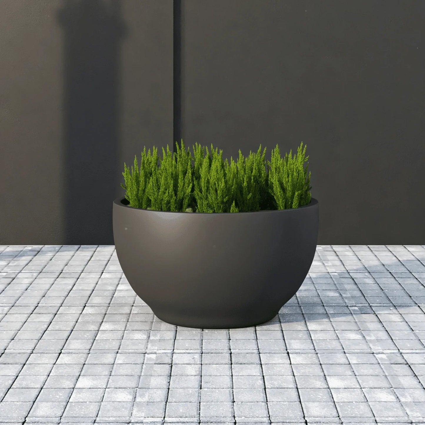 Grove Modern Fiberstone Round Planter Weather Resistant Design Plant Pot - Elax Furniture
