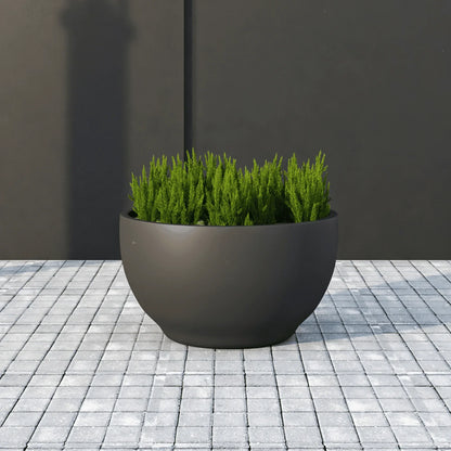 Grove Modern Fiberstone Round Planter Weather Resistant Design Plant Pot - Elax Furniture
