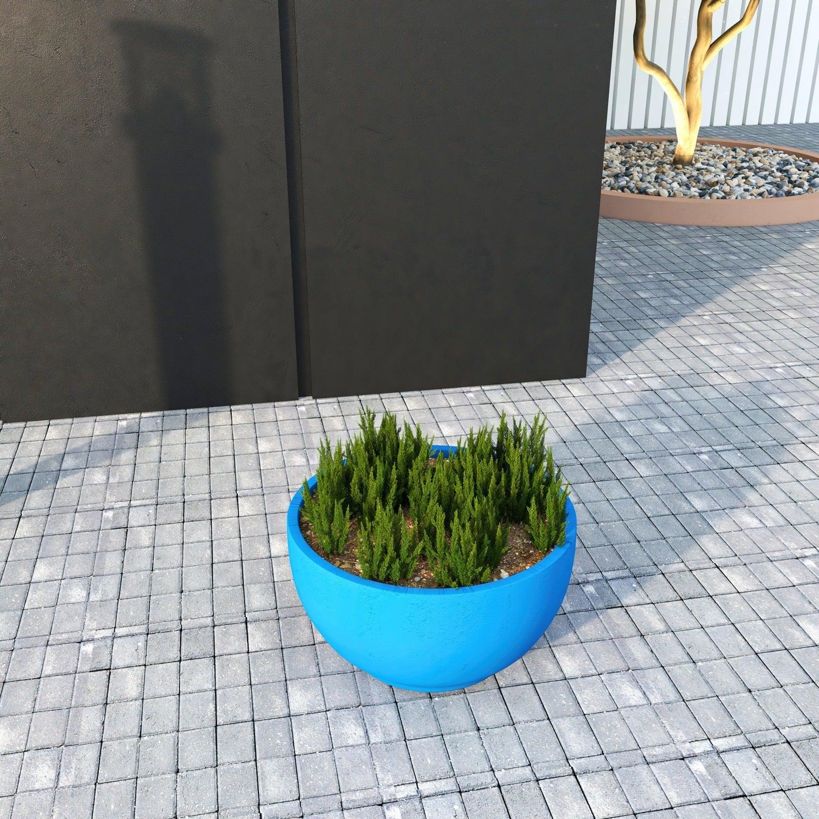 Grove Modern Fiberstone Round Planter Weather Resistant Design Plant Pot - Elax Furniture