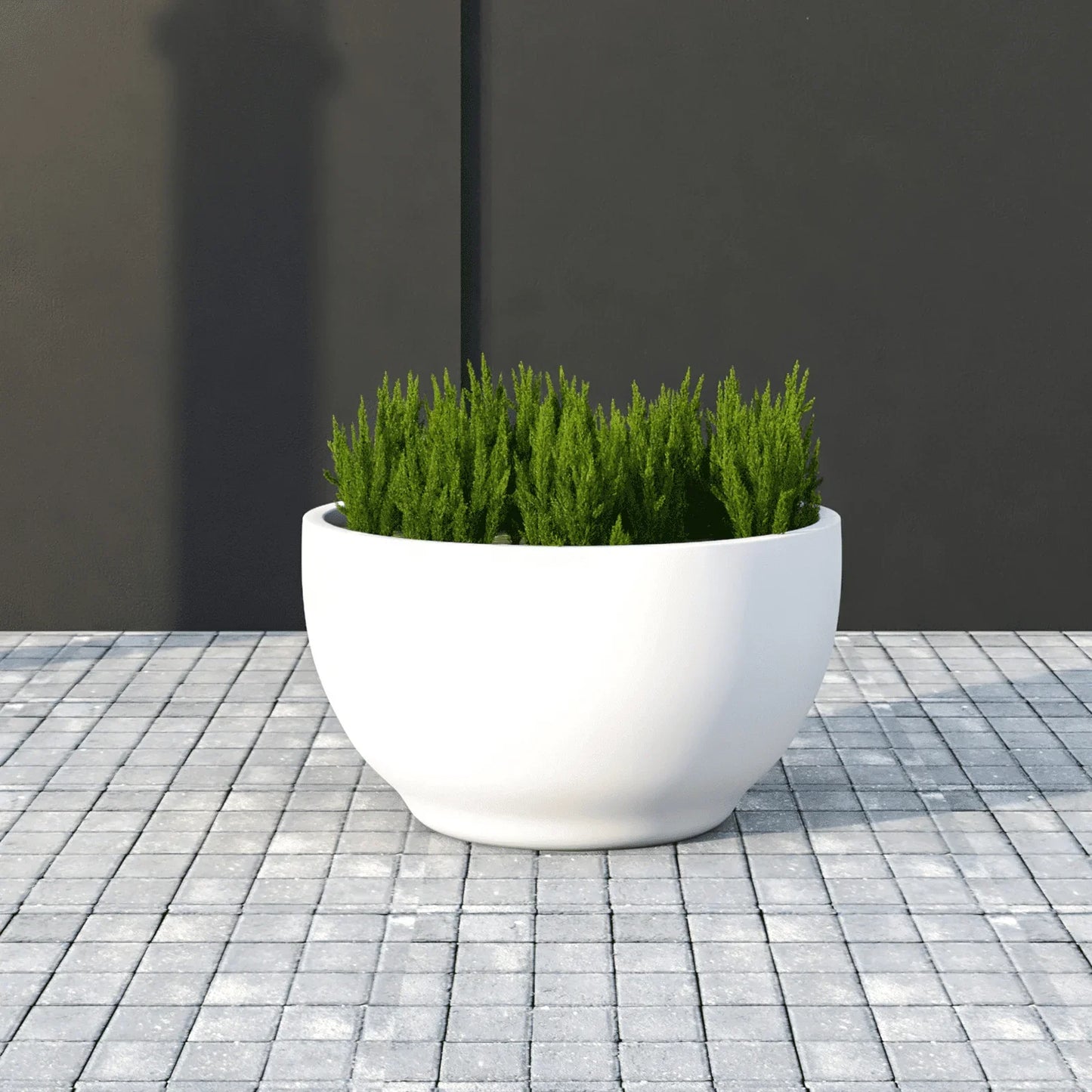 Grove Modern Fiberstone Round Planter Weather Resistant Design Plant Pot - Elax Furniture