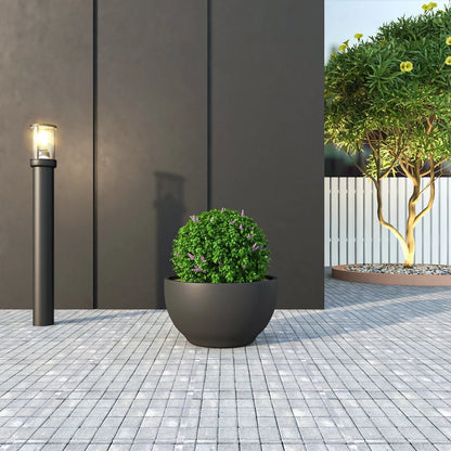 Grove Modern Fiberstone Round Planter Weather Resistant Design Plant Pot - Elax Furniture