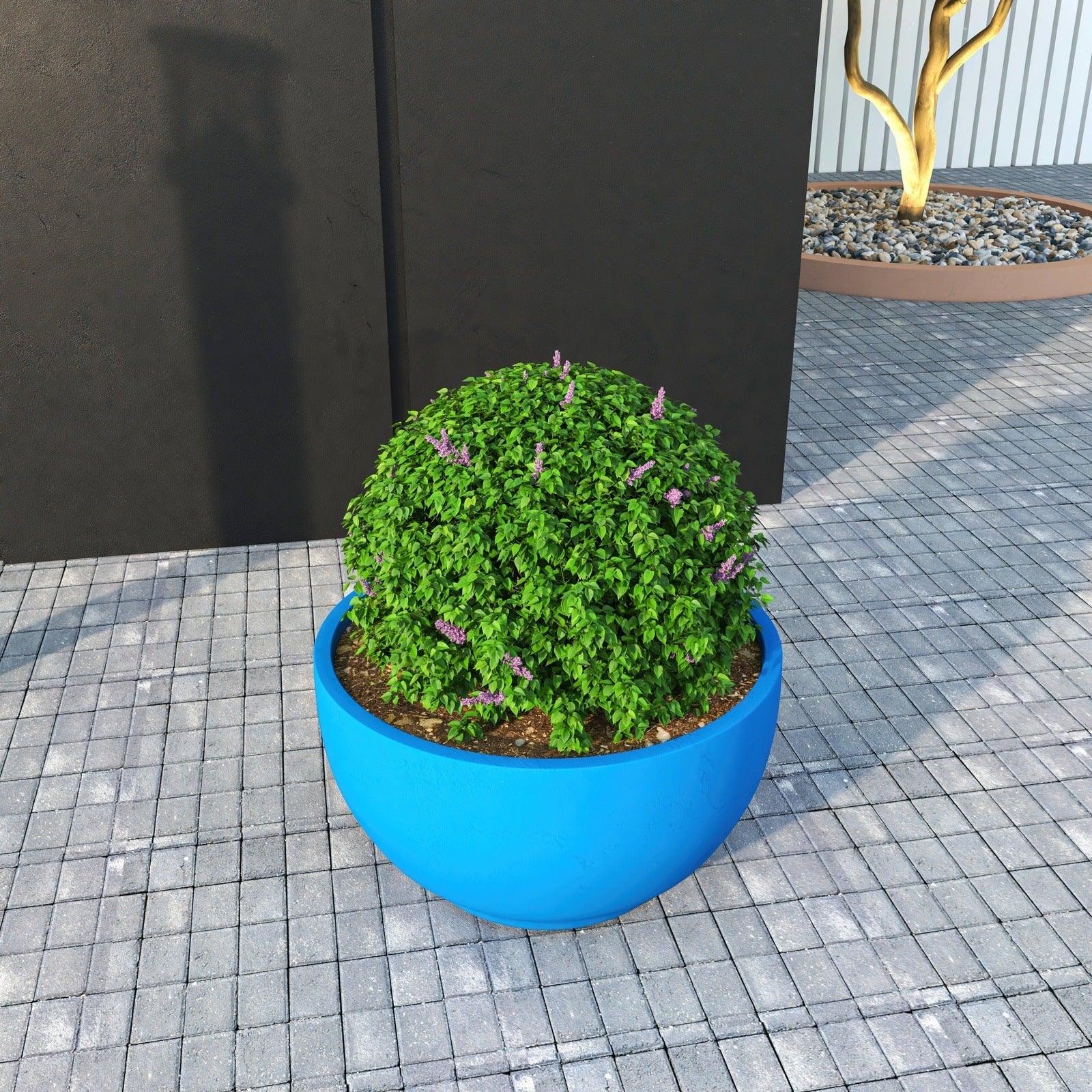 Grove Modern Fiberstone Round Planter Weather Resistant Design Plant Pot - Elax Furniture