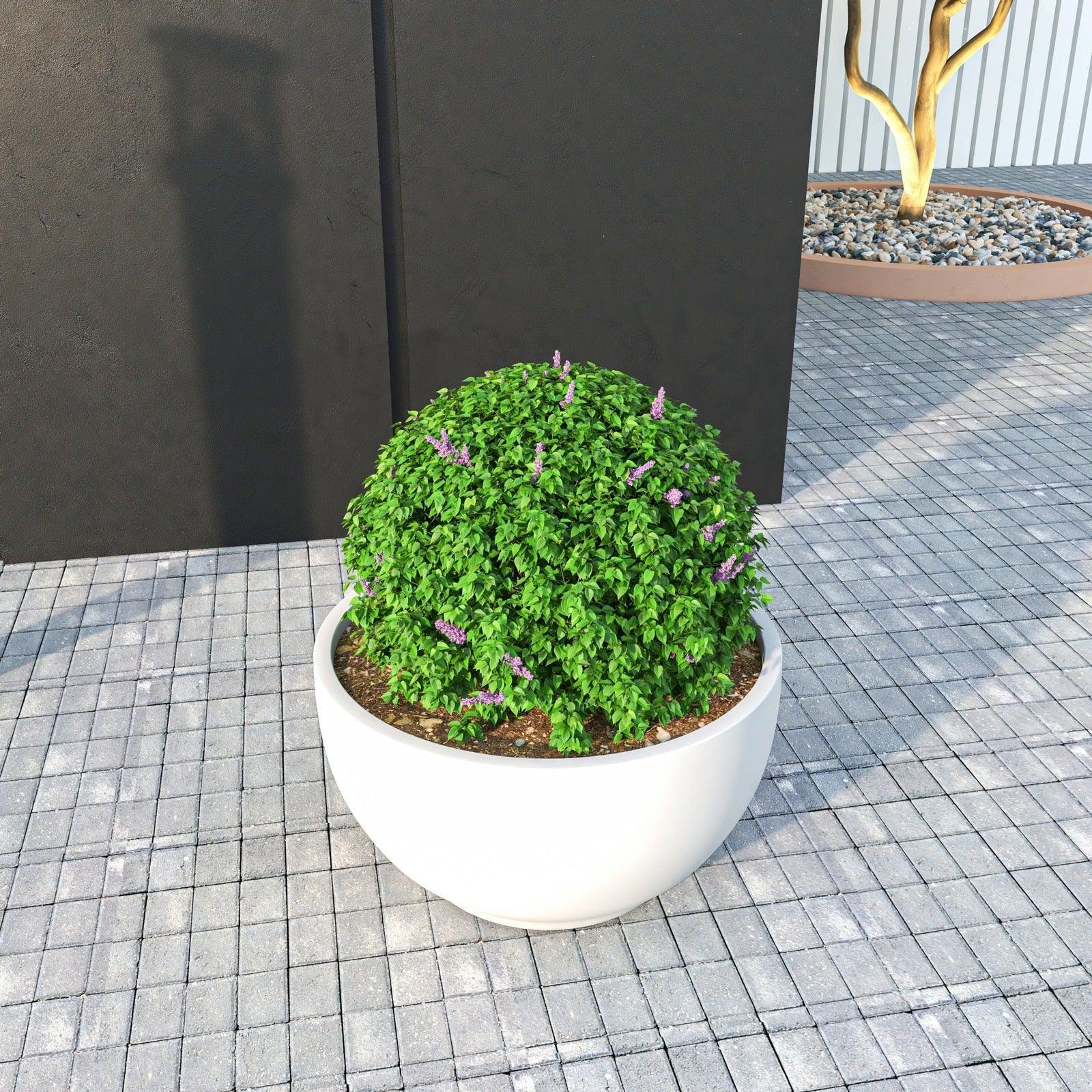 Grove Modern Fiberstone Round Planter Weather Resistant Design Plant Pot - Elax Furniture