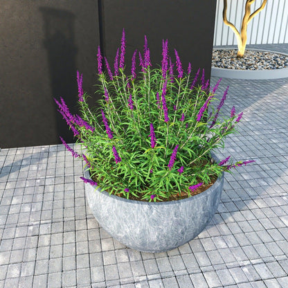 Grove Modern Fiberstone Round Planter Weather Resistant Design Plant Pot - Elax Furniture