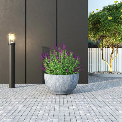 Grove Modern Fiberstone Round Planter Weather Resistant Design Plant Pot - Elax Furniture