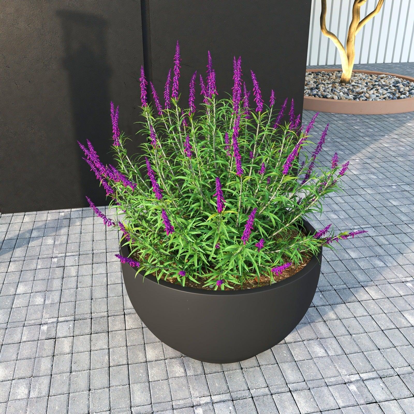 Grove Modern Fiberstone Round Planter Weather Resistant Design Plant Pot - Elax Furniture