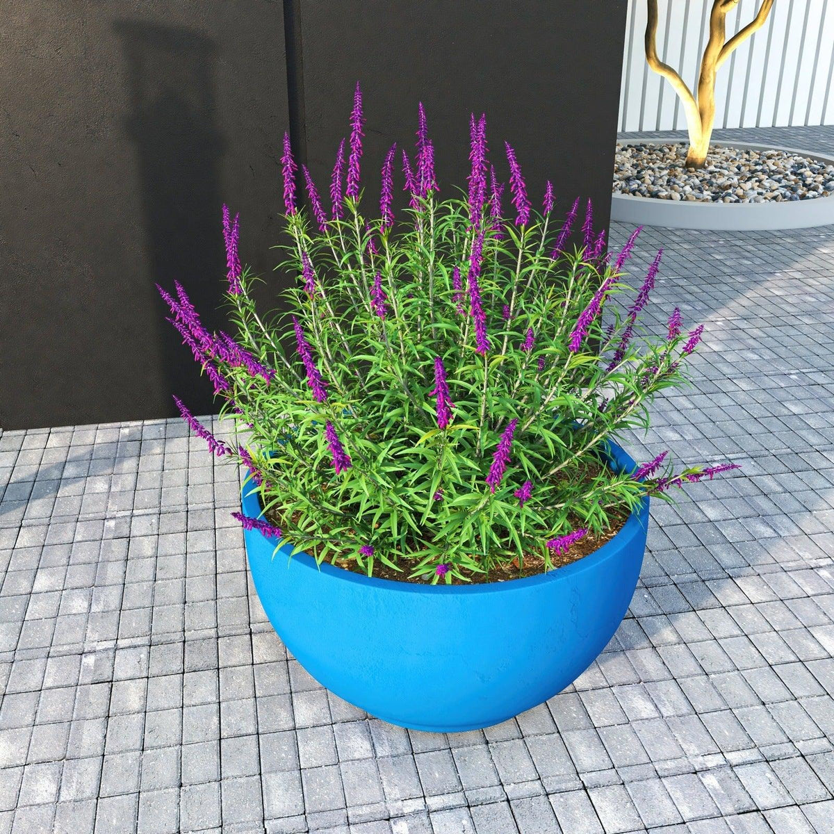Grove Modern Fiberstone Round Planter Weather Resistant Design Plant Pot - Elax Furniture