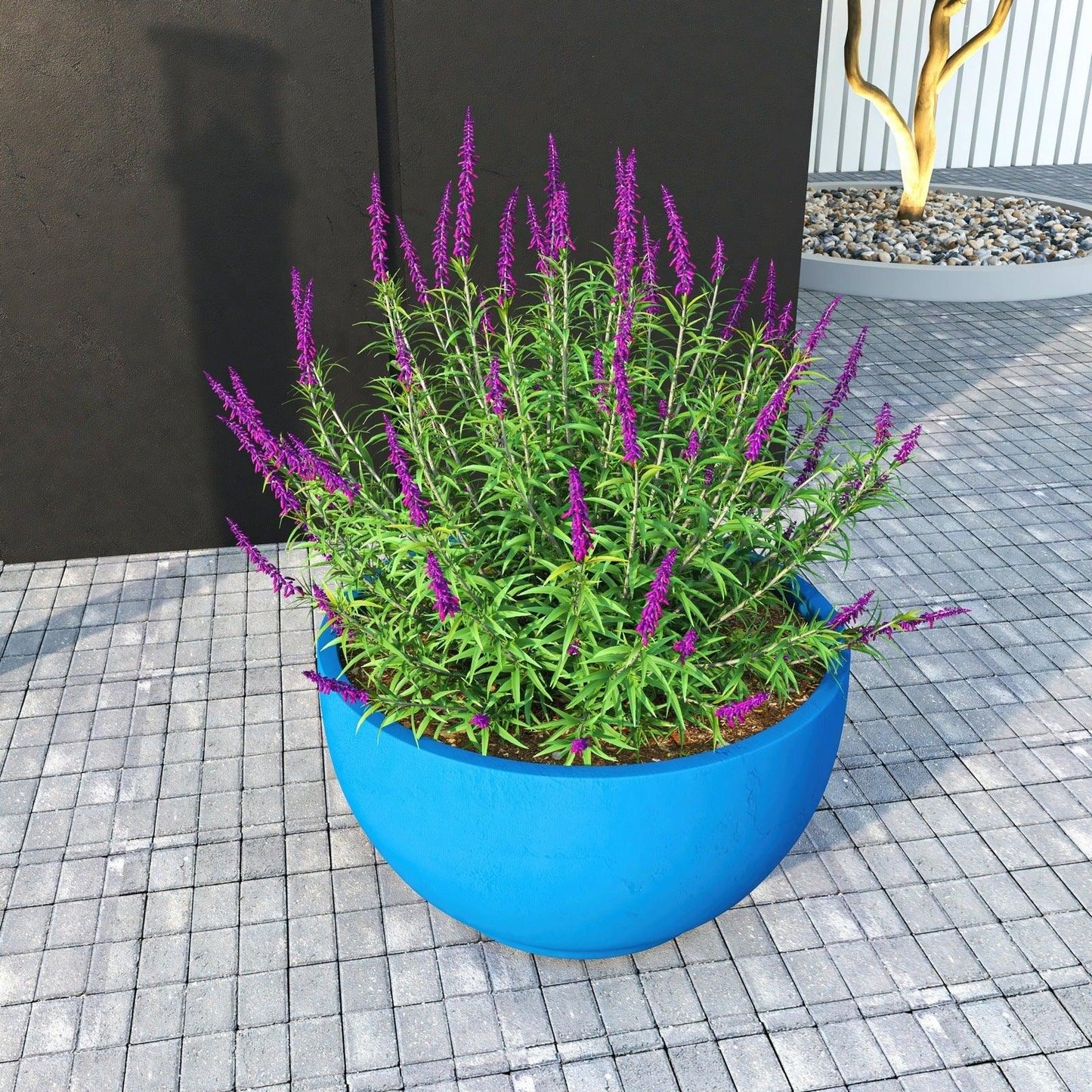 Grove Modern Fiberstone Round Planter Weather Resistant Design Plant Pot - Elax Furniture